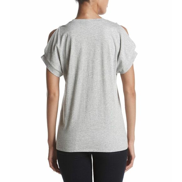 New! MICHAEL KORS Women's MK Circle Logo Cold-Shoulder Top Blouse Short Sleeve - Picture 4 of 5